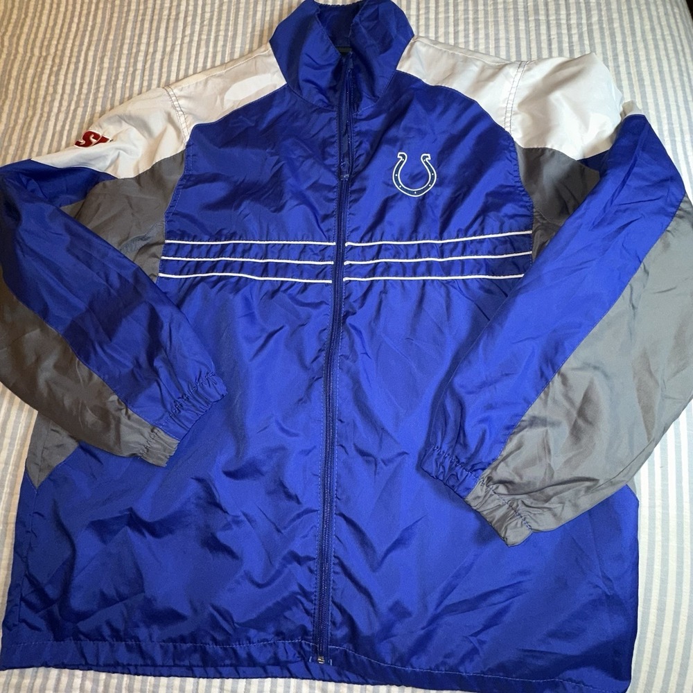 Reebok NFL‎ Indianapolis Colts Windbreaker Jacket Blue White Mens Large Full Zip